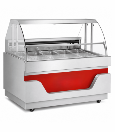 CS Euro Curved Glass Serve Over Deli Fridge 1500mm 10 Pan SSG1500