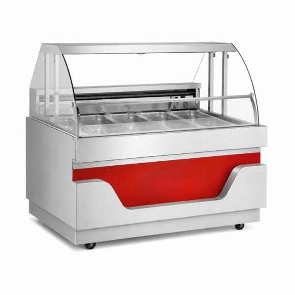 CS Euro Curved Glass Serve Over Deli Fridge 1500mm 10 Pan SSG1500