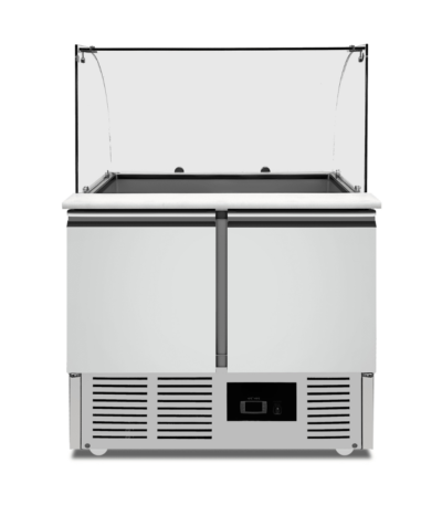 CS Euro Saladette Glass top 900x700x970mm 2 doors THS900CG