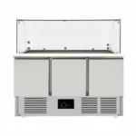 CS Euro Saladette Prep Counter with Glass top 1365x700x1350mm 3 doors THS903CG
