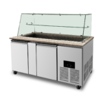 CS Euro Commercial Saladette Fridge Glass Top 2 Doors with Marble THSAI158