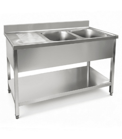 CS Euro Double Bowl Sink 1600mm Right Drainer 700mm Deep THSTR167BR2