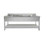 CS Euro 2000mm Double Bowl Sink 700mm Deep with Bottom Shelf THSTR207BM2