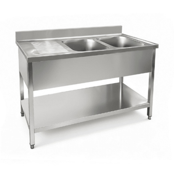 CS Euro Double Bowl Sink 2000mm Right Drainer 700mm Deep THSTR207BR2