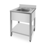 CS Euro Commercial Sink Stainless Steel 1 bowl Bottom Shelf Splashback 600x600x950mm THSTR66BM1