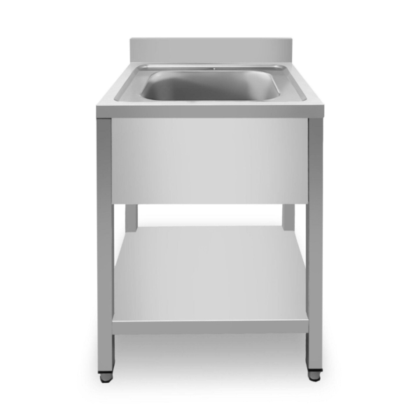 CS Euro Commercial Sink Stainless Steel 1 bowl Bottom Shelf Splashback 700x600x950mm THSTR76BM1