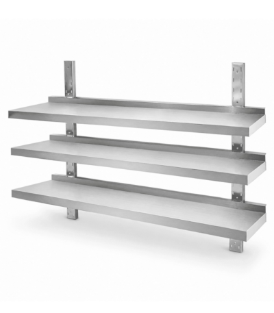 CS Euro Height Adjustable Wall Shelf 3 Levels 1500 x 400mm Stainless Steel THWBS3R154