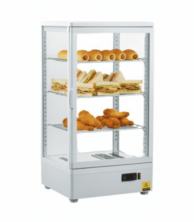 CS Euro Heated Display Cabinet 78L 3 Shelf White Countertop XCR78L