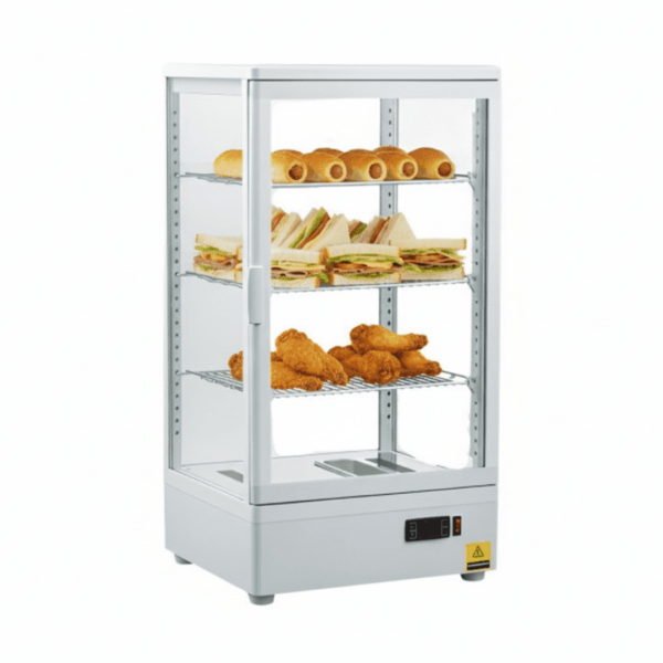CS Euro Heated Display Cabinet 78L 3 Shelf White Countertop XCR78L