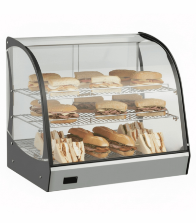 CS Euro Curved Heated Display Warmer 125L 3 Shelf Countertop XCR125L