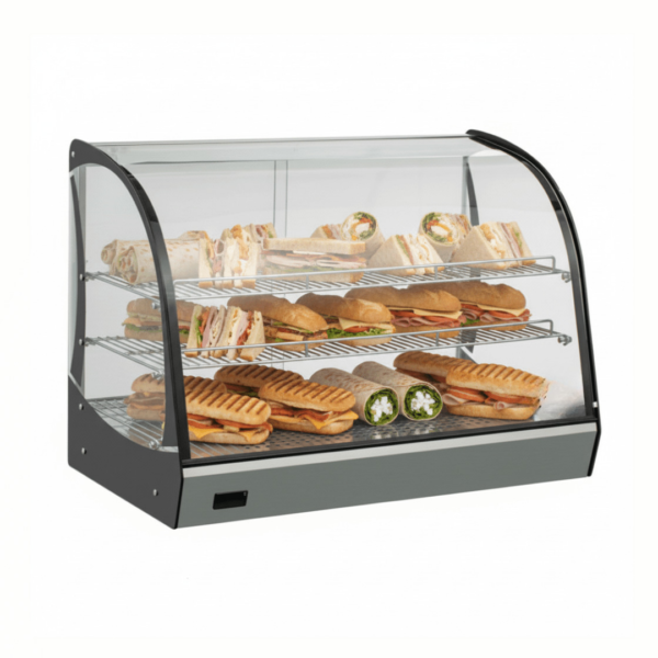 CS Euro Curved Heated Display Warmer 165L 3 Shelf Countertop XCR165L