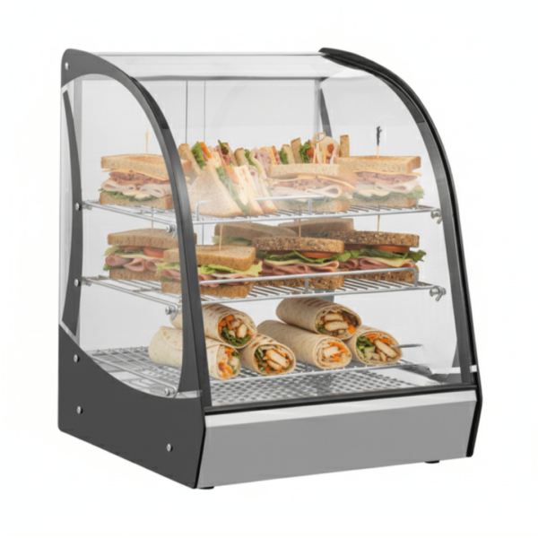 CS Euro Curved Front Heated Display Warmer 95L 3 Shelf Countertop XCR95L