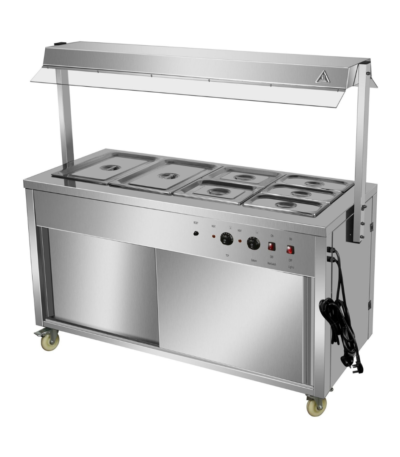 CS Euro Bain Marie Showcase 1440mm 4 x GN1/1 Heated Sneeze Guard YH4W