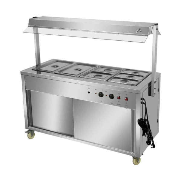 CS Euro Bain Marie Showcase 1440mm 4 x GN1/1 Heated Sneeze Guard YH4W